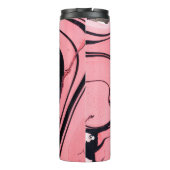 Rosa und schwarze Marmortextur. Handgemalt Thermosbecher (Rückseite)