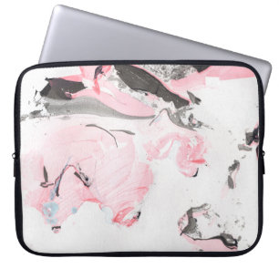 Rosa und schwarze Marmortextur. Handgezeichnet Laptopschutzhülle