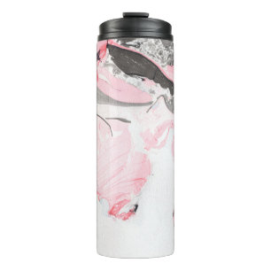 Rosa und schwarze Marmortextur. Handgezeichnet Thermosbecher