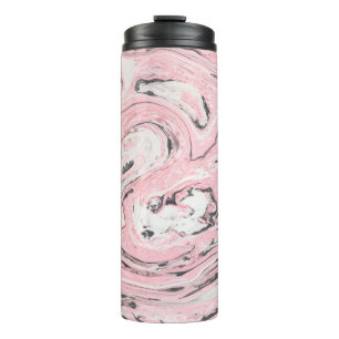 Rosa und schwarze Marmortextur. Modernes abstrakte Thermosbecher