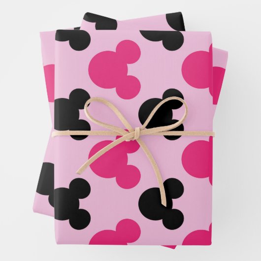 Rosa und schwarze Maus Ohren Geschenkpapier Set (Beispiel)