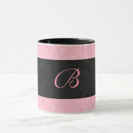 Rosa und schwarze Mit Monogramm Frauenmatte Tasse