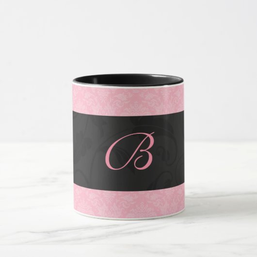 Rosa und schwarze Mit Monogramm Frauenmatte Tasse (Zentrum)