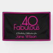 Rosa und schwarze moderne 40-fabelhafte Geburtstag Banner (Horizontal)