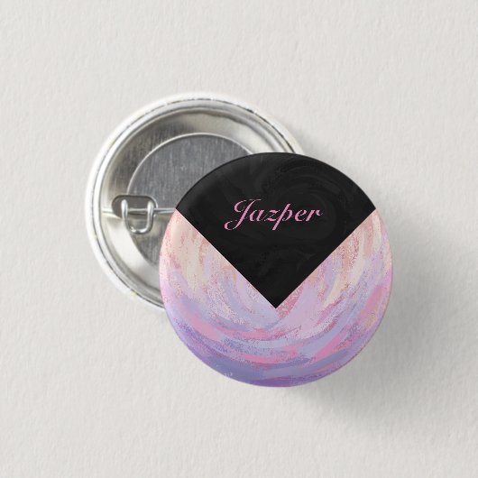 Rosa und Schwarze Monogramm Button (Vorne & Hinten)