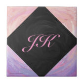 Rosa und Schwarze Monogramm Fliese (Vorderseite)