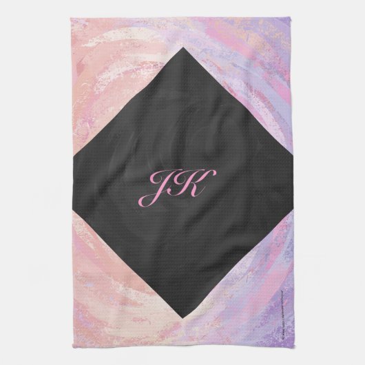 Rosa und Schwarze Monogramm Handtuch (Vertikal)