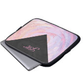 Rosa und Schwarze Monogramm Laptopschutzhülle (Vorne Knopf)