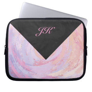 Rosa und Schwarze Monogramm Laptopschutzhülle