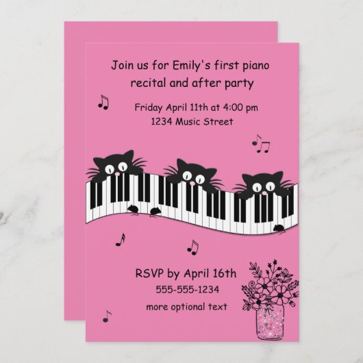 Rosa und schwarze Musik - Einladung (Vorne/Hinten)