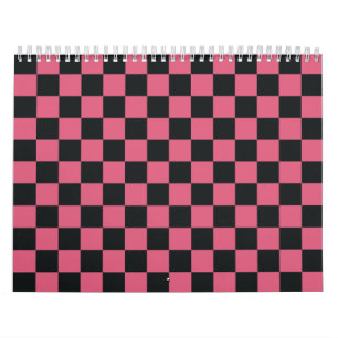 Rosa und schwarze Muster Schachbrett Check Checker Kalender