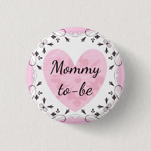 Rosa und schwarze "Mutter werdende" Babyparty-Anst Button