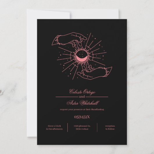 Rosa und schwarze mystische Hände - Celestial Hand Einladung (Vorderseite)
