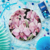 Rosa und Schwarze Orchideen Hochzeit Pappteller (Party)