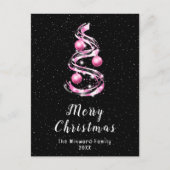 Rosa und schwarze Ornamente Frohe Weihnachten (Vorderseite)