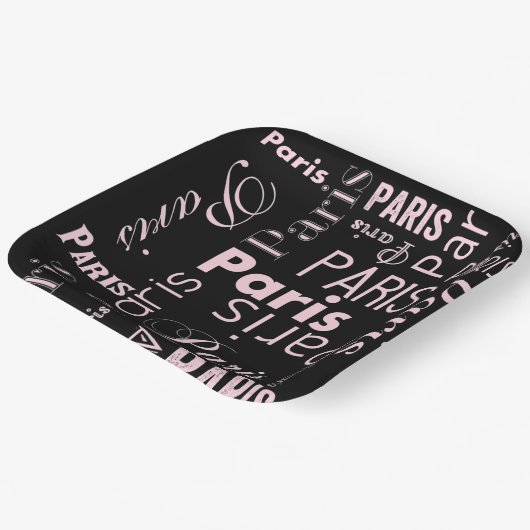 Rosa und schwarze Paris Pappteller (Gewinkelt)