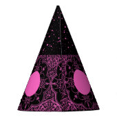Rosa und schwarze Party-Hüte Partyhütchen (Rückseite)