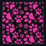 Rosa und schwarze Paw-Prints Halstuch<br><div class="desc">Drucke! Musterprint mit paw-gedruckten Zeichnungen eines Hundes oder einer Katze in Hot-Rosa und schwarzer Grafik.</div>