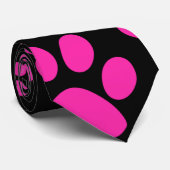 Rosa und schwarze Paw-Prints Krawatte (Gerollt)