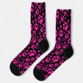 Rosa und schwarze Paw-Prints Socken (Linkes Detail)