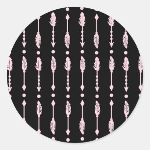 Rosa und schwarze Pfeile Wilde ONE Girls Geburtsta Runder Aufkleber