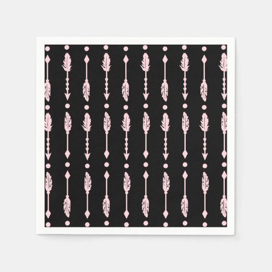 Rosa und schwarze Pfeile Wilde ONE Girls Geburtsta Serviette (Vorderseite)