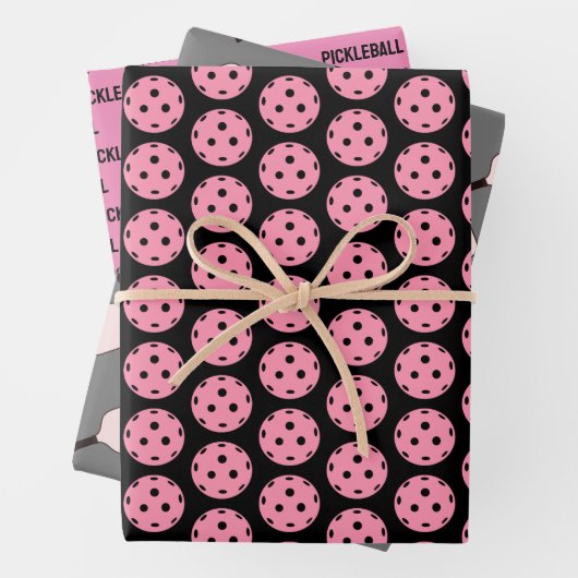 Rosa und schwarze Pflückenverpackungsblätter von 3 Geschenkpapier Set (Beispiel)