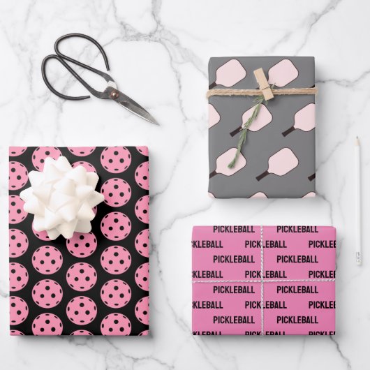 Rosa und schwarze Pflückenverpackungsblätter von 3 Geschenkpapier Set (Vorderseite)