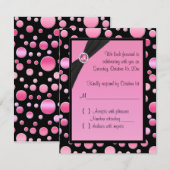 Rosa und schwarze Polka-Dot-RSVP-Karte RSVP Karte (Vorne/Hinten)