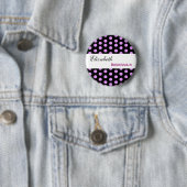 Rosa und schwarze Polka-Punkt-Name-Brautjungfer Button (Beispiel)
