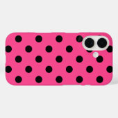Rosa und schwarze Polka-Punkte Case-Mate iPhone Hülle (Rückseite (Horizontal))
