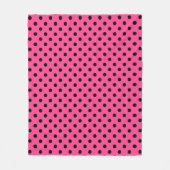 Rosa und schwarze Polka-Punkte Fleecedecke (Vorderseite)