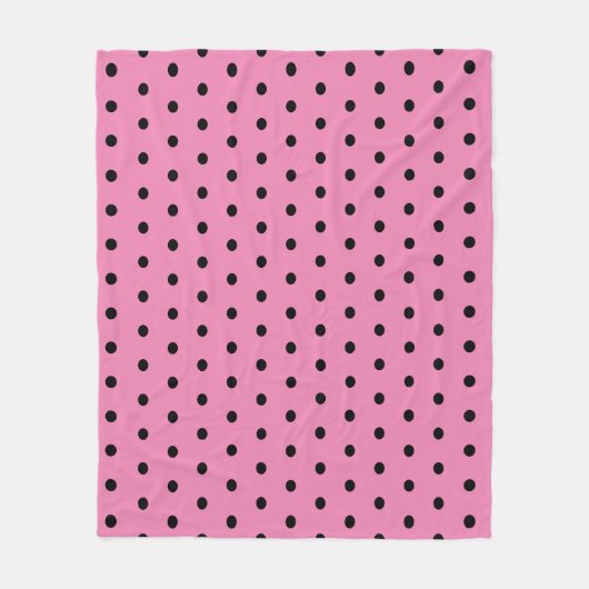 Rosa und schwarze Polka-Punkte Fleecedecke (Vorderseite)