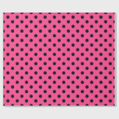 Rosa und schwarze Polka-Punkte Geschenkpapier (Flach)