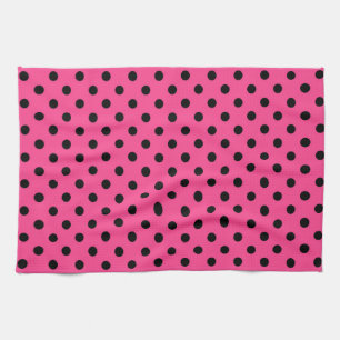 Rosa und schwarze Polka-Punkte Geschirrtuch
