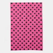 Rosa und schwarze Polka-Punkte Geschirrtuch (Vertikal)