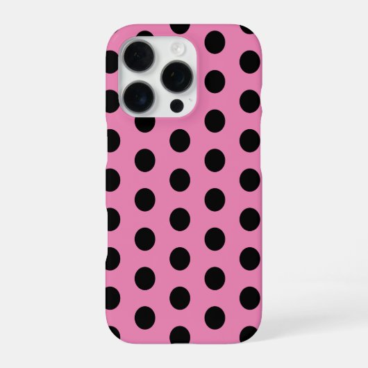 Rosa und schwarze Polka-Punkte iPhone Hülle (Rückseite)