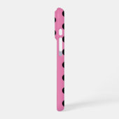 Rosa und schwarze Polka-Punkte iPhone Hülle (Linke Seite)