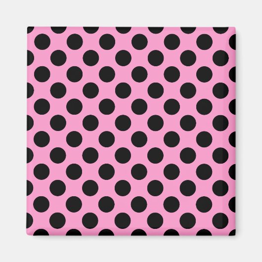 Rosa und schwarze Polka-Punkte Magnet (Vorne)