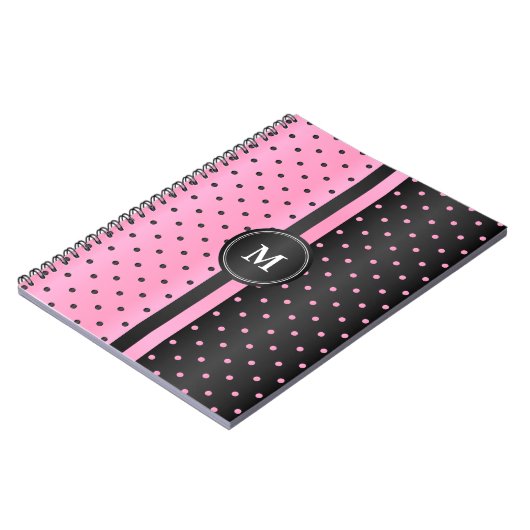Rosa und schwarze Polka-Punkte Notizblock (Linke Seite)