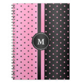 Rosa und schwarze Polka-Punkte Notizblock (Vorderseite)