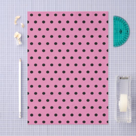 Rosa und schwarze Polka-Punkte Seidenpapier (Handwerk)