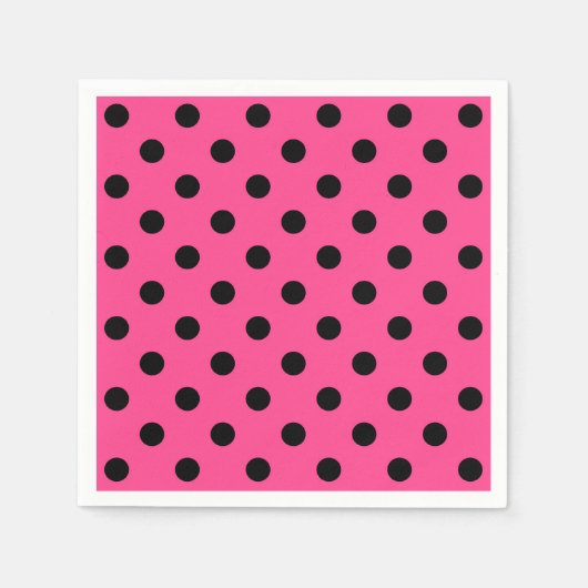 Rosa und schwarze Polka-Punkte Serviette (Vorderseite)