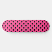 Rosa und schwarze Polka-Punkte Skateboard (Horizontal)