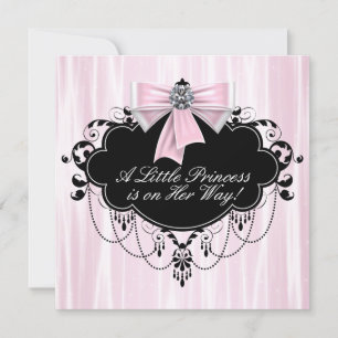 Rosa und schwarze Prinzessin-Baby-Party Einladung