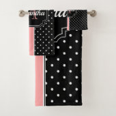 rosa und schwarze Punkte Badhandtuch Set (Insitu)
