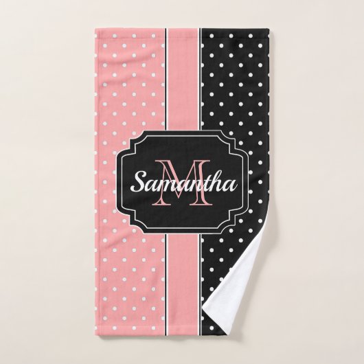 rosa und schwarze Punkte Badhandtuch Set (Handtuch)