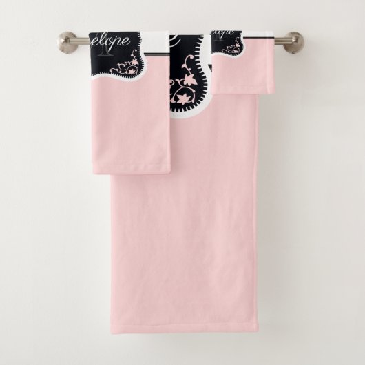 rosa und schwarze Punkte Badhandtuch Set (Insitu)
