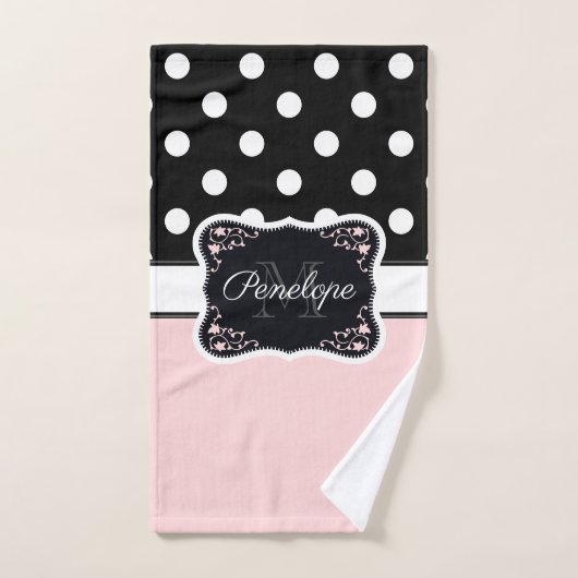 rosa und schwarze Punkte Badhandtuch Set (Handtuch)