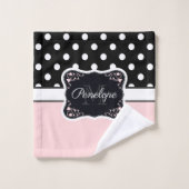 rosa und schwarze Punkte Badhandtuch Set (Waschlappen)